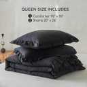 MR&HM Black Stonewashed Ruffled Queen Comforter Set, Farmhouse Bedding Lightweight Fluffy Comforter 3 Pieces, Ultra Soft Microfiber Shabby Boho Chic Vintage Ruffled Bedding Comforter Sets Queen Size