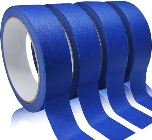 4 Rolls Premium Painters Tape, Blue Tape, Masking Tape, Paint Tape for Multi-Purpose, Painting, Painter's, DIY Crafts Arts (88yd =0.94IN*22yd*4) Decoration Labeling No Residue, Easy Removal