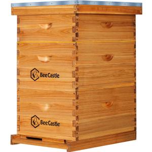 BeeCastle 10 Frame Langstroth Bee Hive Coated with Beeswax Includes Beehive Frames and Waxed Foundations (2 Deep Boxes & 1 Medium Box) BeeCastle 10 Frame Langstroth Bee Hive Coated with Beeswax Includes Beehive Frames and Waxed Foundations (2 Deep Boxes & 1 Medium Box)