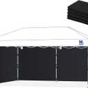 Fanpat 10x20ft Canopy Sidewalls fit 10x20ft Pop Up Tent, Waterproof 99% UV Protection Privacy Enclosure for Outdoor Events and Party, Black (4Pcs Sidewalls Only, Frame and Top Not Included)
