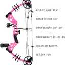 Compound Bow and Arrow Kit Youth Bow and Arrow Set, 15-45 Lbs Draw Weight, 18"-29" Draw Length, Right Handed Bow for Beginner, 320 Fps Hunting & Target Bow with All Accessories, Pink