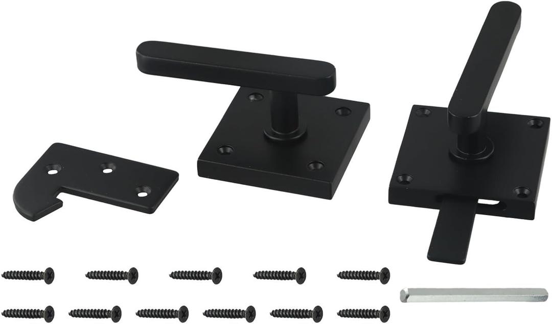 Aluminum Double Sided Garden Gate Latch for Wooden Fence and Barn Doors, Heavy Duty Flip Lock with Handles on Both Sides for Easy Opening and Closing Mounting Screws for Safety, 19x14x6cm(Black)