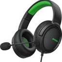 BINNUNE Gaming Headset with Mic for PS4 PS5 Xbox Series X|S Xbox 1 PC NS, Wired Gaming Headphones with Microphone for PS 4|5 Xbox1 (Black Green)