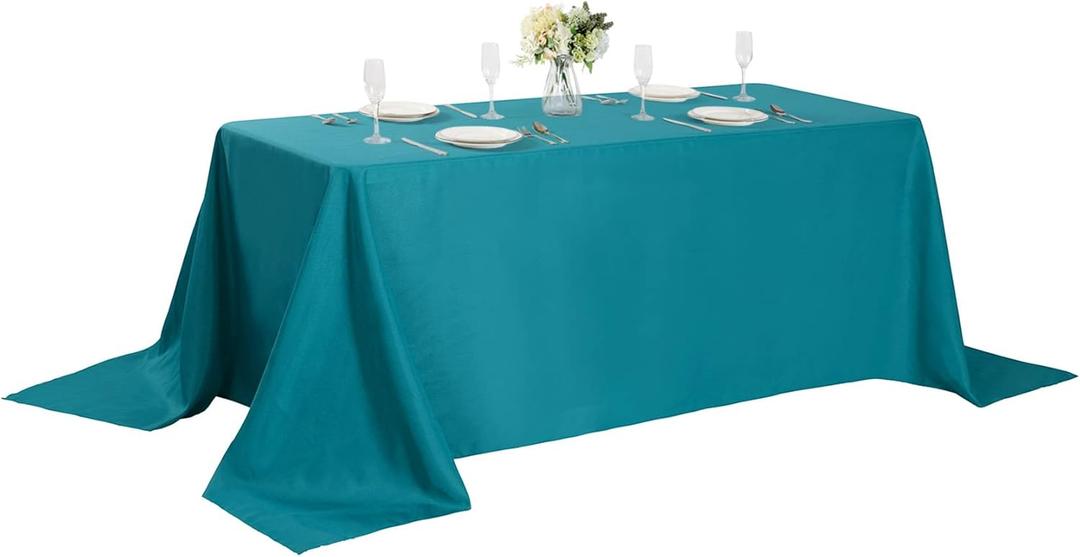 Rectangle Tablecloth 90x156 inch Washable Polyester Fabric Table Cloth for Wedding Party Dining Banquet Decoration（Teal）
