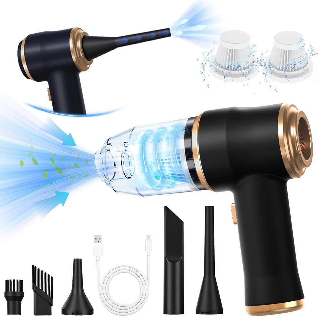 Mini Car Vacuum 12000Pa Portable Cordless Handheld Vacuum Cleaner and Air Duster with 2 Filter for Car, Sofa, Office, Pet, Home (Black)