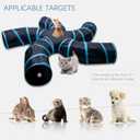 EGETOTA Cat Tunnel for Indoor Cats Large, with Play Ball S-Shape 5 Way Collapsible Interactive Peek Hole Pet Tube Toys, Puppy, Kitty, Kitten, Rabbit (Blue & Black)