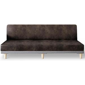 molasofa Leather Like Stretch Futon Slipcover Armless Futon Bed Sofa Cover Furniture Protector with Elastic Bottom, Soft and Washable Futon Cover for Sofa Bed Stay in PlaceX LargerDark Brown