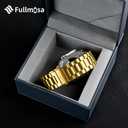 Fullmosa Metal Band Compatible with Apple Watch Bands 45mm 44mm 42mm, iWatch Band with Case for Apple Watch Series 9 8 7 6 5 4 3 2 1 SE3/2/1, Golden