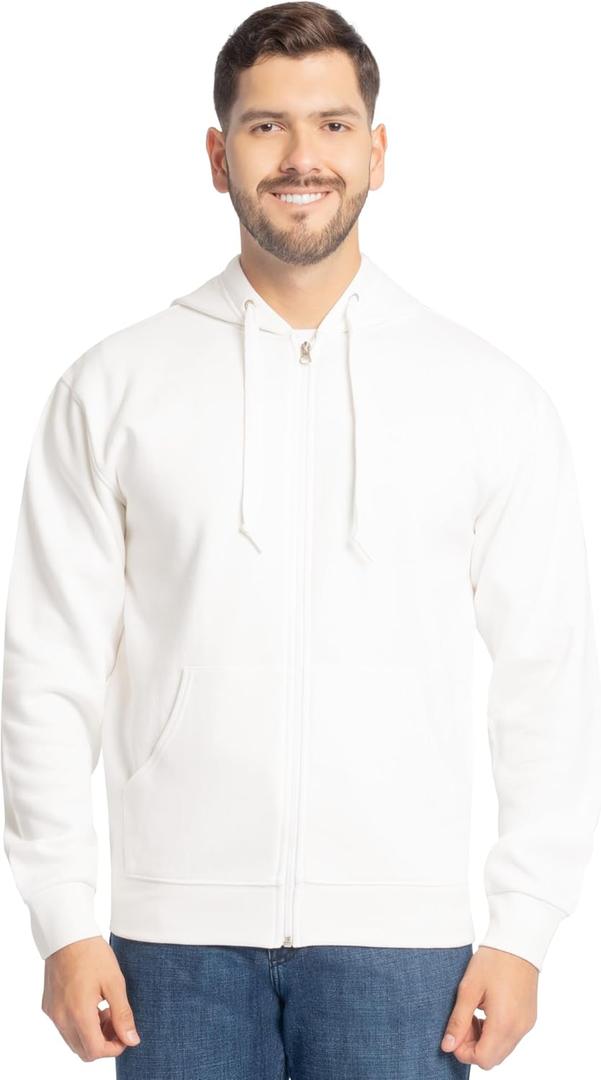 Fruit of the Loom Men's Eversoft Fleece Sweatshirts & Hoodies, Full Zip-White, X-Large
