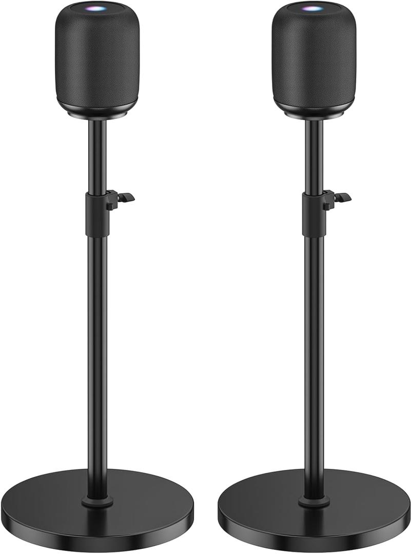 2 Pack Height Adjustable Speaker Stand for Homepod 1 and Homepod 2 Stand Built-in Cable Management - Heavy-Duty Floor Speaker Stands for HomePod 1st and 2nd Generation Speakers Easy to Install, Black