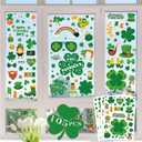 2 x MDDRUIQI St Patricks Day Decorations - 105 PCS St Patricks Day Window Clings - Shamrock Stickers for Glass Reusable Static Spring Shamrock Decorations | St Patricks Day Decor