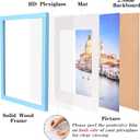 wyooxoo 16x24 Poster Frame Blue Made of Solid Wood Picture Frames Display Pictures 12x18 with Mat or 16x24 Without Mat Colorful Frame For Horizontal Vertical Wall Mounting