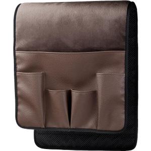 Wanty Velvet Sofa Couch Chair Armrest Soft Caddy Organizer Holder for Remote Control, Cell Phone, Book, Pencil (Brown)(34 x 13inches)
