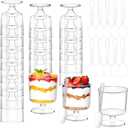 120 Pcs 5 OZ Dessert Cups with Spoons - Mini Clear Plastic Dessert Parfait Cups - Round Serving Goblet Cup for Party Fruit Pudding Mousse Yogurt Ice Cream Appetizer
