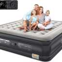 OhGeni King Air Mattress with Built-in Pump,18'' Comfortable Blow Up Colchones Inflables Mattress for Home, Guests, Foldable Air Bed,Portable Bed for Adults,Durable Airbed Supports Up to 650 lbs, Black
