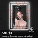 24 x 36 LED Bathroom Mirror with Lights Front and Backlit Anti-Fog Dimmable 3 Colors LED Mirror for Bathroom Memory Function Smart Mirror Wall Mounted Horizontal/Vertical