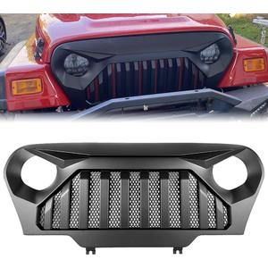 Matte Black Grille For Jeep Wrangler TJ Gladiator Vader Grill W Mesh 1997 1998 1999 2000 2001 2002 2003 2004 2005 2006