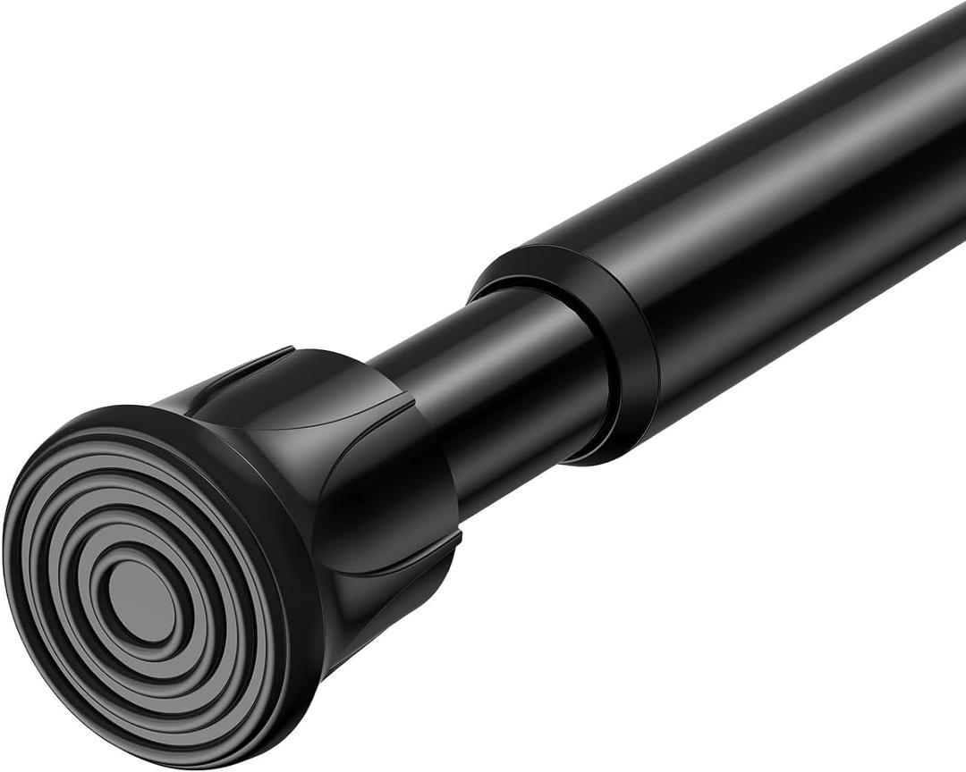 Tension Rod 28 to 48 inch, Adjustable Curtain Rods No Drilling Spring Rods Extendable Pressure DIY Tension Rod for Window Closet Kitchen, Black