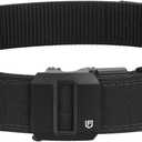 FAIRWIN Tactical Gun Belt, Ratchet CCW EDC Stiff Heavy Duty Work 1.5" Battle Concealed Carry Rigid Patented Nylon Men Belts (S(33"-37"Waist), Black)