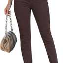 luvamia Skinny Jeans for Women Trendy High Waisted Fold Hem Slim Fit Stretchy Denim Pants Jeggings Jeans with Pockets (X-Large, Brown)