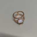 Bohemia Irregular Moonstone Ring - 14K Rose Gold Plated Zircon & Opal Diamond Ring - Transparent Elegant Moonstone Engagement & Cocktail Wedding Band (Size 9)
