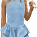 Yanekop Womens Tennis Dress with Built in Shorts Backless Athletic Dresses Workout Golf Mini Dress Activewear Outfits M