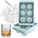 WIBIMEN Large Ice Cube Molds, Big Round Whiskey Ice Cube Trays for Freezer, Easy to Fill & Release, Whiskey Bourbon Cocktail(1.9In*6 Balls- Blue/2 Pack)
