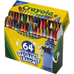 Crayola Ultra Clean Washable Crayons, Built in Sharpener, 64 Count, Kids at Home Activities