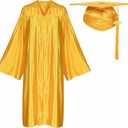 Newrara Adult Shiny Graduation Cap and Gown Tassel Set for High School & Bachelor (Yellow)