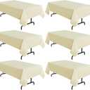 sancua 6 Pack Beige Tablecloth 60 x 102 Inch, Rectangle Table Cloth for 6 Feet Tables - Stain and Wrinkle Resistant Washable Polyester Table Cover for Dining Tables, Buffet Parties and Camping