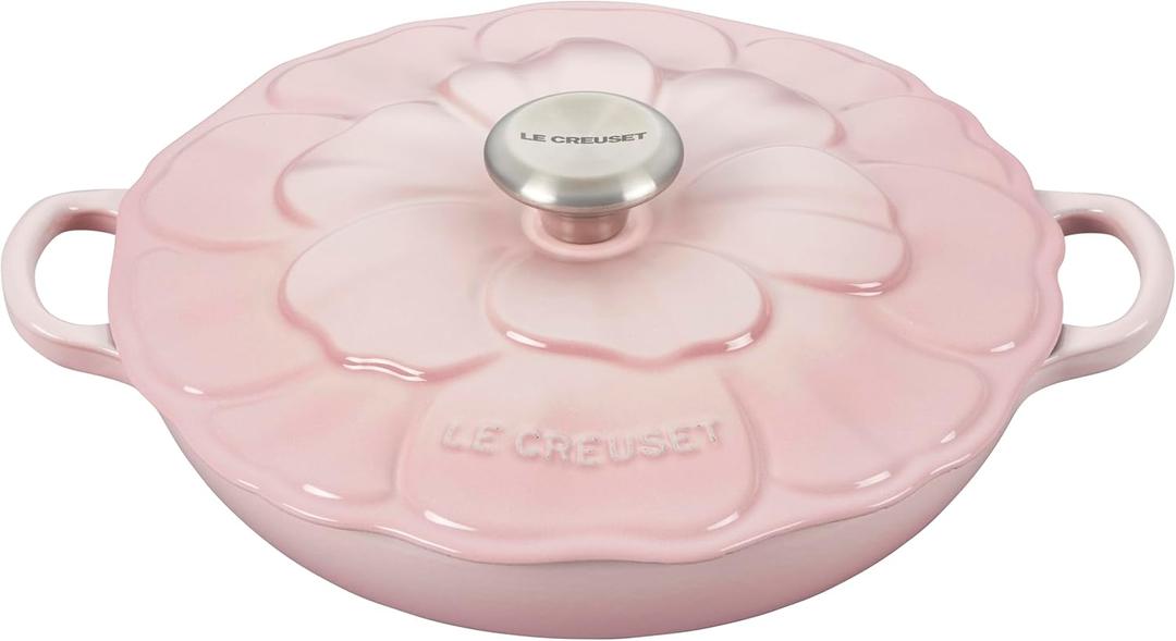 Le Creuset Signature Enameled Cast Iron Petal Braiser, 2.25qt, Shell Pink