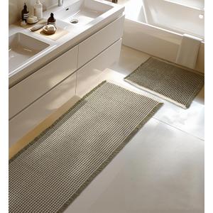 Large Waffle Bath Mat Set, Non Slip Bathroom Mat, Ultra Absorbent Bath Mats for Bathroom Decor, Extra Soft Floor Bathroom Rugs Sets 2 Piece, Washable Bath Rugs Set (20"47" and 16"24") (Green-white)