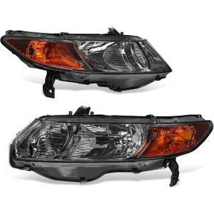 AUTOSAVER88 Headlight Assembly Compatible with 2006-2011 Civic Coupe OE Style Replacement Headlamps Chrome Housing with Amber Park Lens