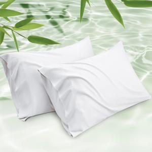 Bedsure Cooling Pillow Cases Standard Size Set of 2, Rayon Derived from Bamboo Cooling Pillowcase for Hot Sleepers, Cool Pillow Covers with Envelope Closure for Women, Men, White, 20x26 Inches