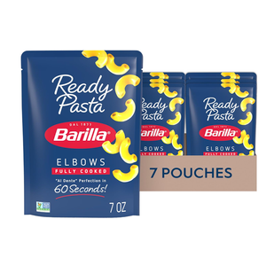 Barilla Ready Pasta, Fully Cooked Elbows Macaroni Pasta, Non-GMO & Kosher, 7 oz (Pack of 7), BB August 1, 2026