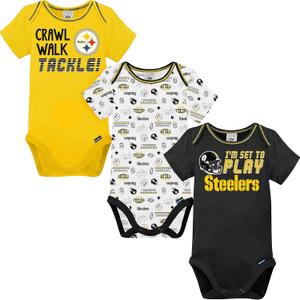 Gerber Baby NFL Team 3 Pack Short Sleeve Onesie Bodysuit (0-3 Months)