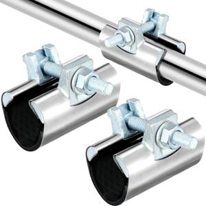 Tandefio 2 Pcs IPS Pipe Repair Clamp 304 Stainless Steel Pipe Clamp Patching and Repairing Leaky 3 Inch Length Suitable for Copper Galvanized Steel (1 Inch)