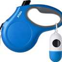 Fida Retractable Dog Leash with Dispenser and Poop Bags, 16 ft Pet Walking Leash for Medium Dog or Cat up to 44 lbs, Anti-Slip Handle, Tangle Free, Reflective Nylon Tape (M, Blue)