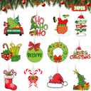 Christmas Tree Decorations 24Pcs Green Truck Candy Ball Wooden Tree Ornaments Merry Christmas Cute Xmas Hanging Ornaments for Indoor Home Mantle Fireplace Party Supplies