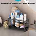 Sponge Holder for Kitchen Sink with Flexible Smiley Face, 2 Tier Kitchen Sink Organizer, Countertop and Storage Essentials, Soap Dispenser Organizer, Home Decor Accessories - Black