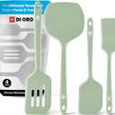 New DI ORO Silicone Turner Spatula Set - Kitchen Spatulas for Nonstick Cookware - Cooking Utensils for Flipping Eggs & Pancakes - 600F Heat-Resistant BPA Free Turners - Dishwasher Safe (4pc, Sage)