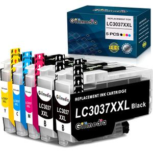 LC3037 XXL Super High-Yield Color Ink Cartridges (5-Pack)- Replacement for LC3037 BK/C/M/Y Ink Cartridges Brother LC3037 Compatible with MFC-J5845DW MFC-J6945DW MFC-J6545DW MFC-J5945DW Printer
