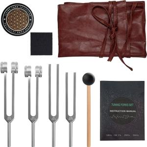 Tuning Forks for Healing Set 128Hz 136.1Hz 256Hz 384Hz Aggravated and Non Aggravated Tuning Forks and Activators Essential Yoga and Meditation Accessories and Sound Therapy Equipment
