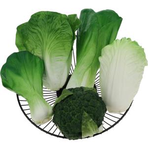 Woration Green Artificial Vegetables Set Lifelike Lettuce Broccoli Cabbage PU Food Model Decoration for Home Kitchen Shop Cabinet Supermarket Garden DIY Garland 5pcs