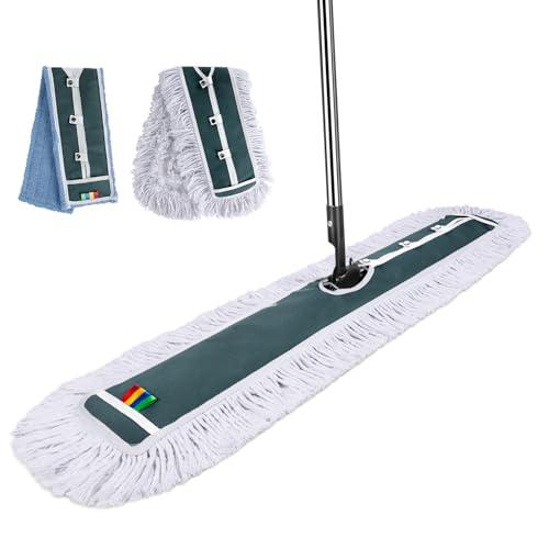 Commercial Mop,Masthome 42" Heavy Duty Dust Mop with Stainless Steel Handle,Large Industrial Mops for Floor Cleaning with 1 Cotton & 1 Microfiber Pad,Wet & Dry Large Mops for Home,Garage,School,Mall