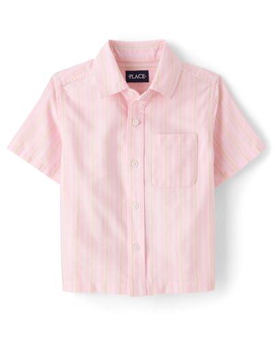 The Children's Place,Boys,Short Sleeve Button Down Shirt,Pink Stripe,XX-Large