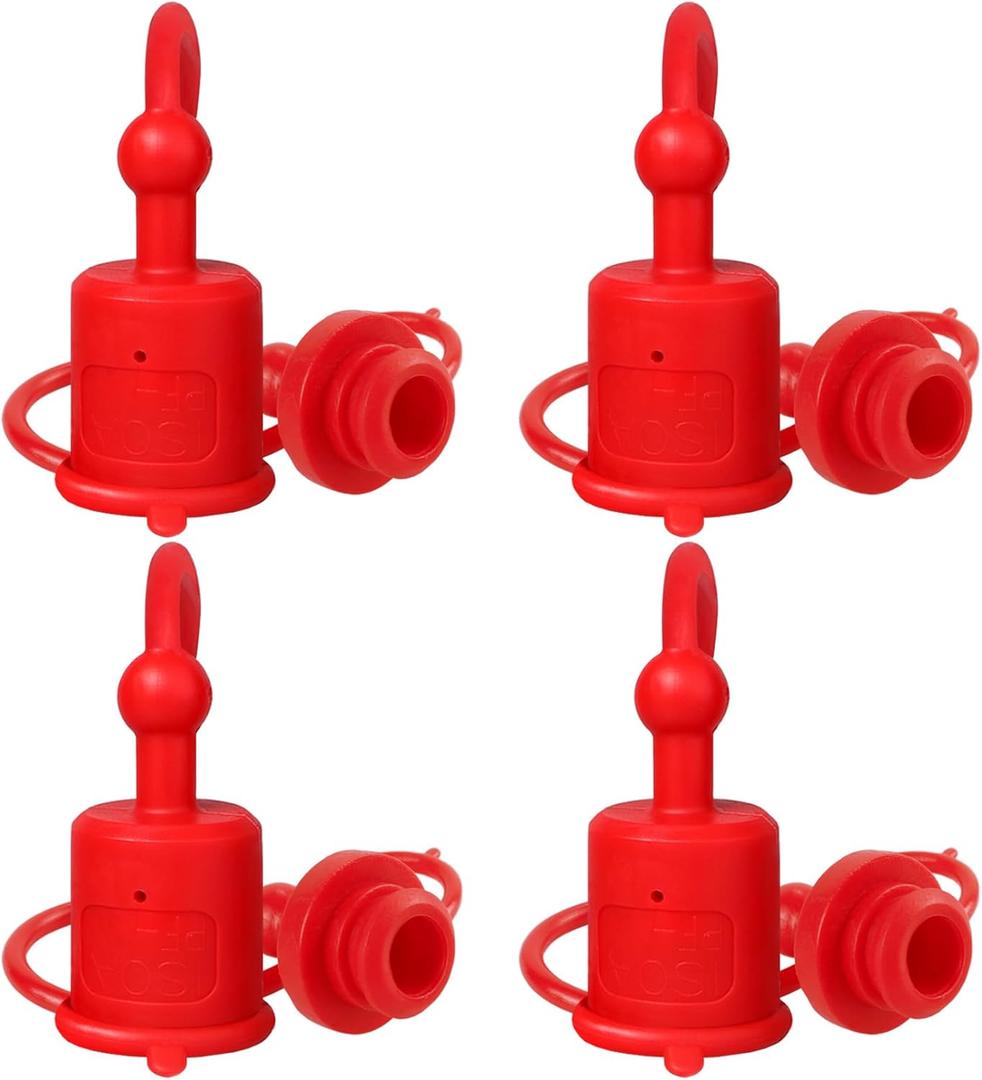3/8" ISO5675 Hydraulic Quick Coupler Dust Cap and Plug, 4 Sets Rubber Plug Covers for ISO 5675 3/8" Body + 3/8" NPT Thread Ball& Poppet Pioneer Style Hydraulic Quick Tractor Coupler