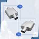 2.5" Center Inlet Center Outlet Single Chamber Muffler (2 Pack) - Aluminized steel Silver Coated Deep Tone Exhaust Muffler, Corrosion Resistant, Universal Fit for Trucks & Cars