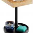 Drink Table for Small Spaces - Slim Pedestal Side Table with Real Wood Top & Stable Base for Coffee & Cocktails - Ideal for Tight Living Room & Bedroom Spaces (Walnut)