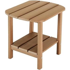 LZRS Double Adirondack Side Table, Outdoor Side Tables, End Tables for Patio, Backyard,Pool, Indoor Companion, Easy Maintenance & Weather Resistant(Teak)